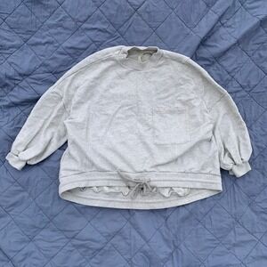 Nap Loungewear mock neck sweatshirt in heather grey w/‎ drawstring hem - small